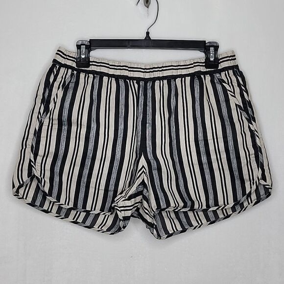 Madewell Linen Cotton Blend Striped Shorts Size Medium - Picture 1 of 8